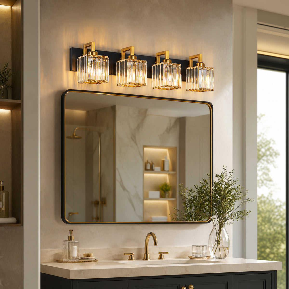 Modern Minimalist Vertical Rectangular Crystal Vanity Light