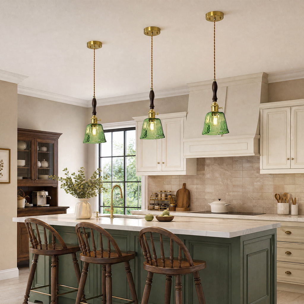 Farmhouse Vintage Textured Glass Hanging Pendant Light