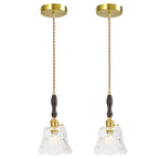 French Country Embossed Rose Floral Glass Pendant Light