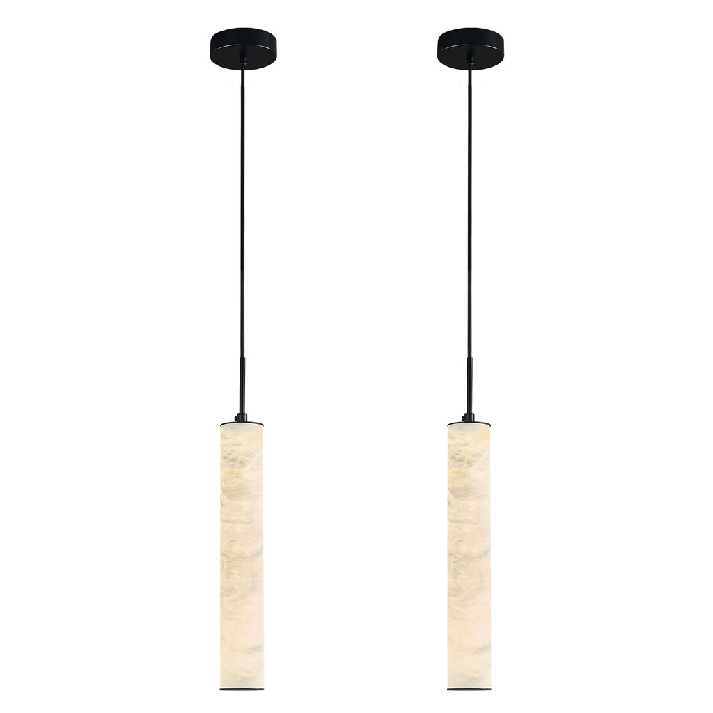 Natural Alabaster Marble Long Tube LED Pendant Light