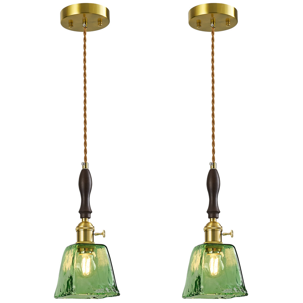 Farmhouse Vintage Textured Glass Hanging Pendant Light