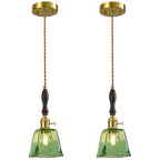 Farmhouse Vintage Textured Glass Hanging Pendant Light