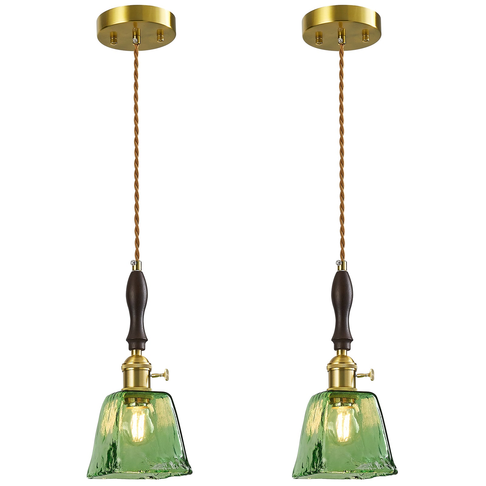 Farmhouse Vintage Textured Glass Hanging Pendant Light
