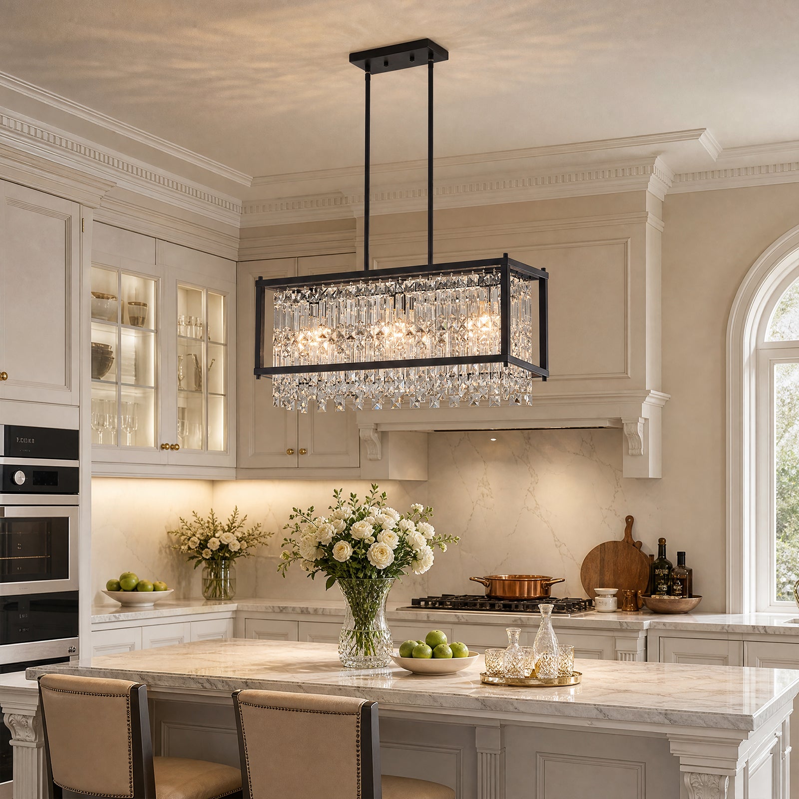 Modern Farmhouse Style Geometric Crystal Chandelier