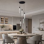 Modern Cylinder Bubble Linear Hanging Crystal LED Pendant Light
