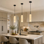 Natural Alabaster Marble Long Tube LED Pendant Light