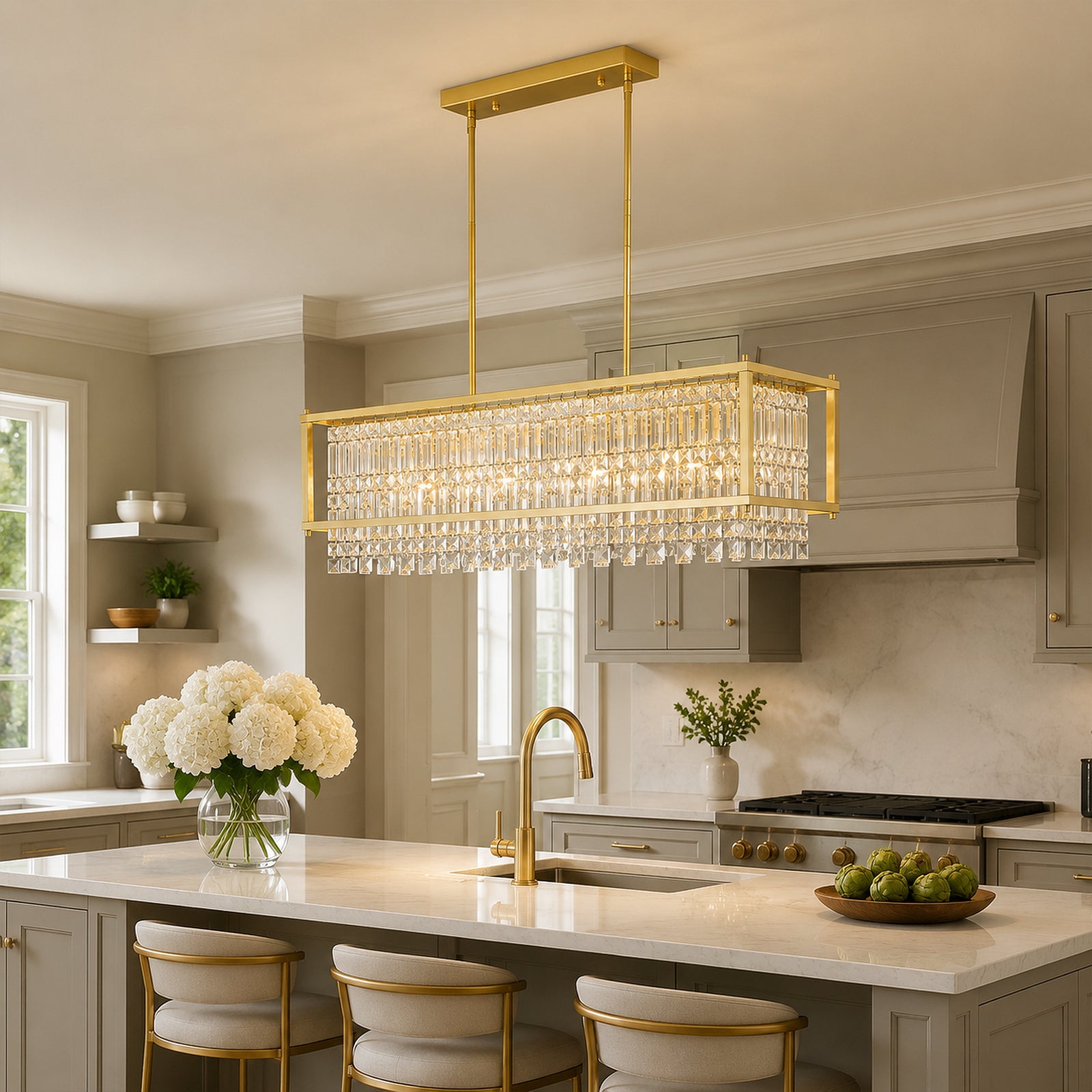 Modern Farmhouse Style Geometric Crystal Chandelier