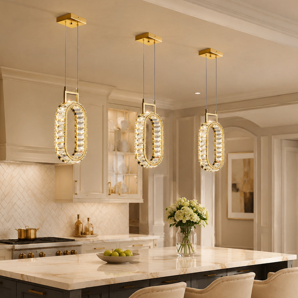 Modern Luxury LED Crystal Geometric Pendant Light