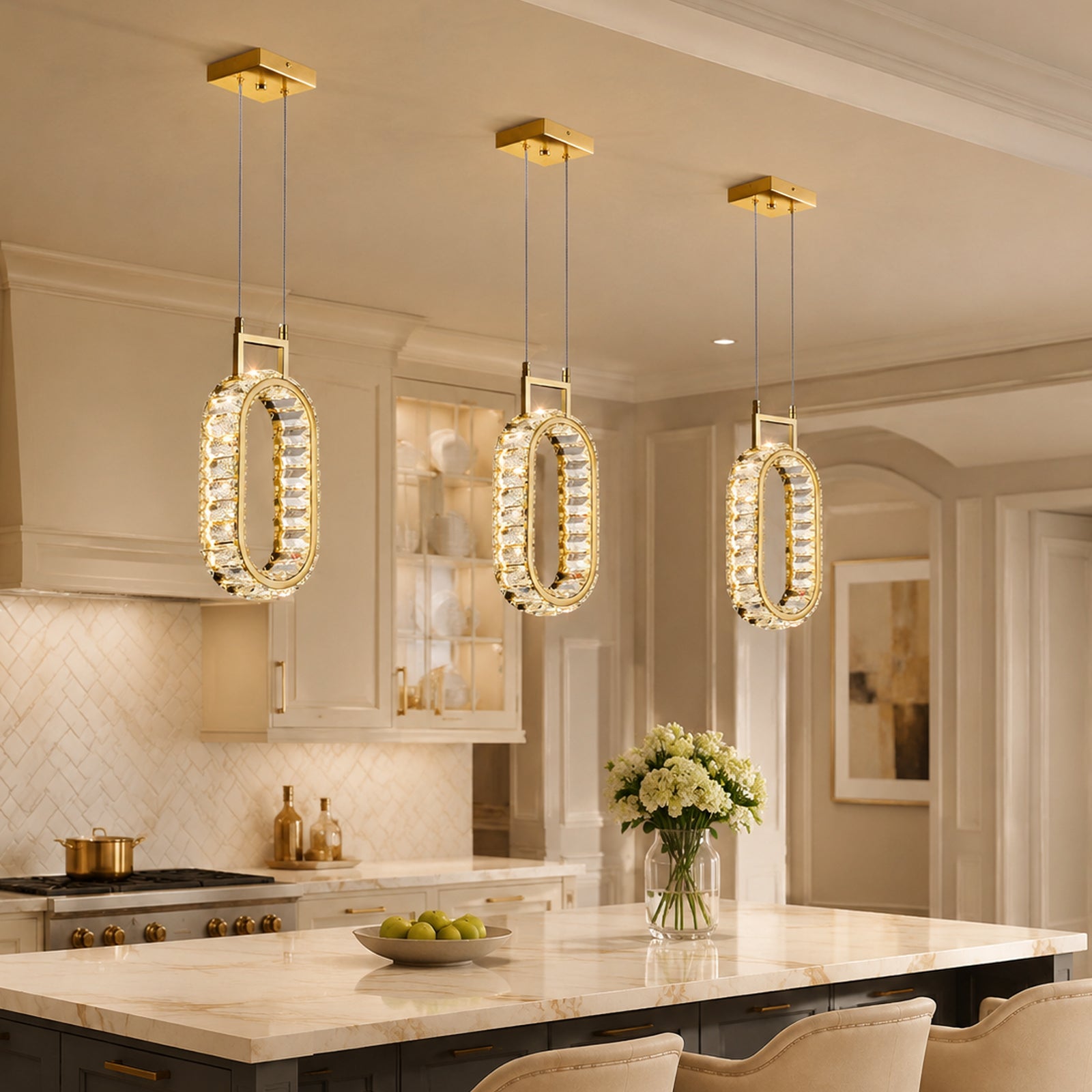 Modern Luxury LED Crystal Geometric Pendant Light