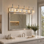 Vintage Embossed Textured Glass Curved Metal Arm Bathroom Vanity Light