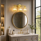 Modern Linear Fluted Crystal Bathroom Vanity Light