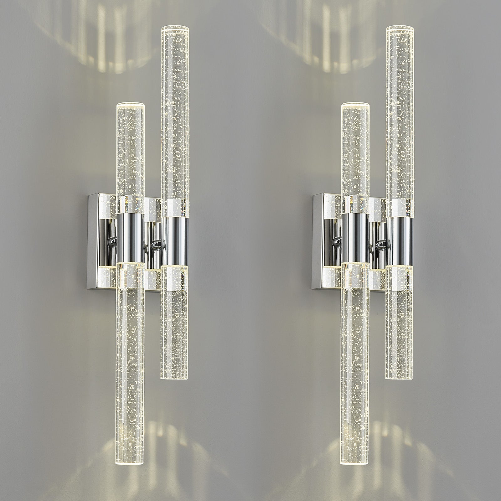 Contemporary Luxury Asymmetric Dual Bubble Crystal Tube LED Wall Sconce