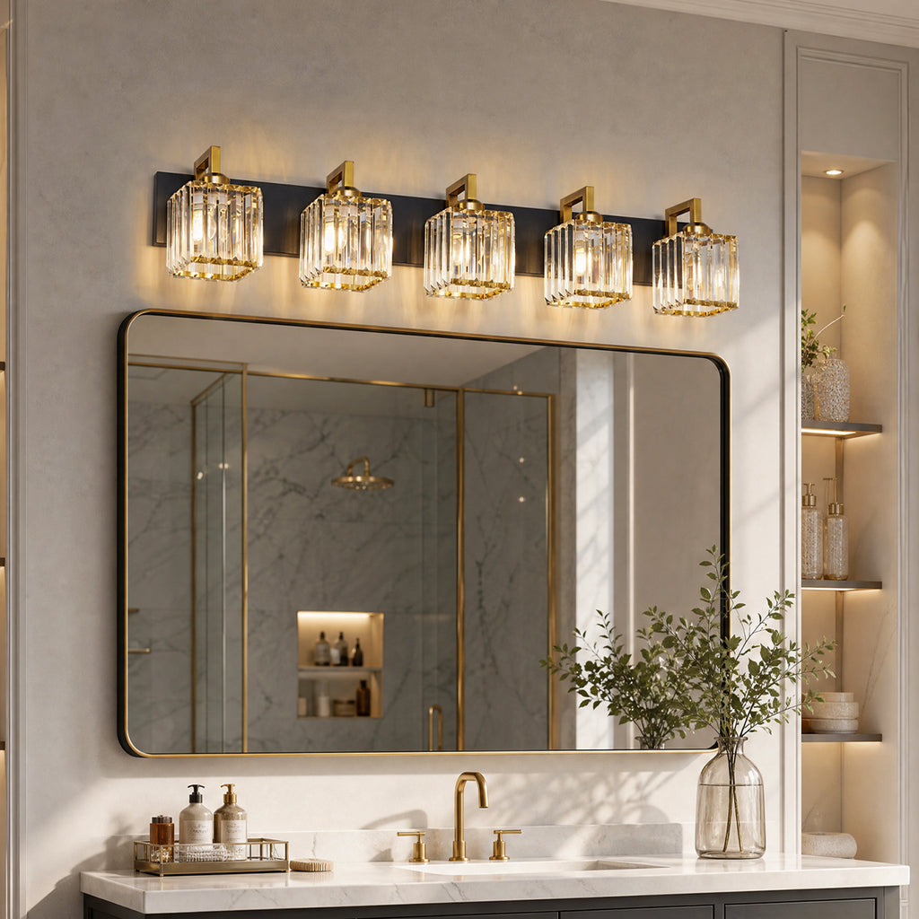 Modern Minimalist Vertical Rectangular Crystal Vanity Light