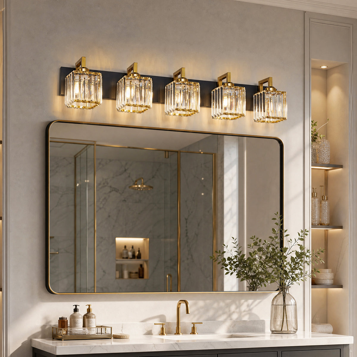 Modern Minimalist Vertical Rectangular Crystal Vanity Light