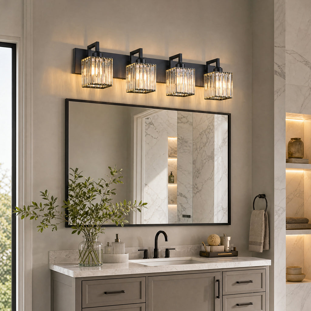 Modern Minimalist Vertical Rectangular Crystal Vanity Light