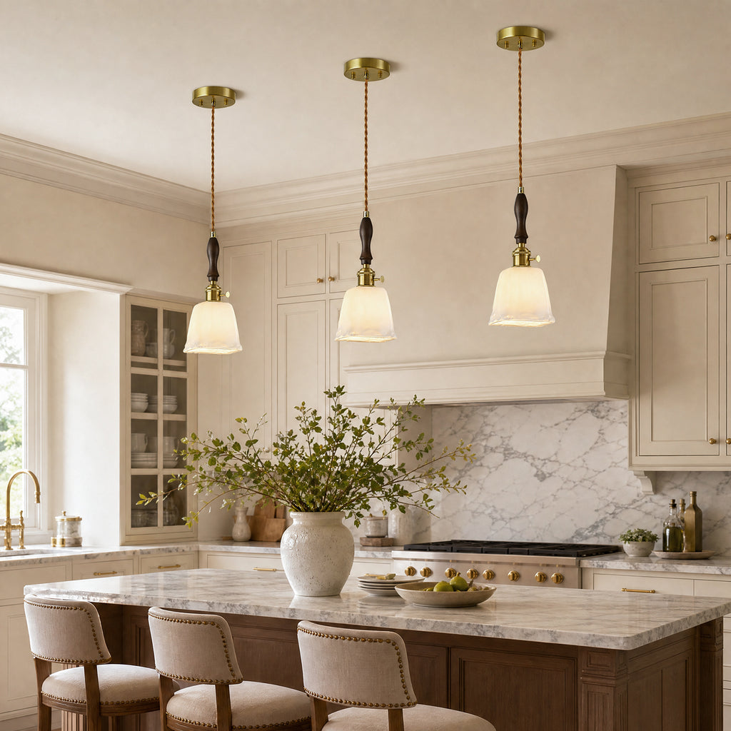 Farmhouse Vintage Textured Glass Hanging Pendant Light
