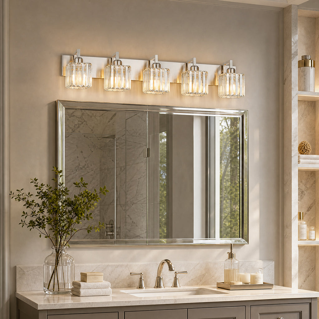 Modern Minimalist Vertical Rectangular Crystal Vanity Light