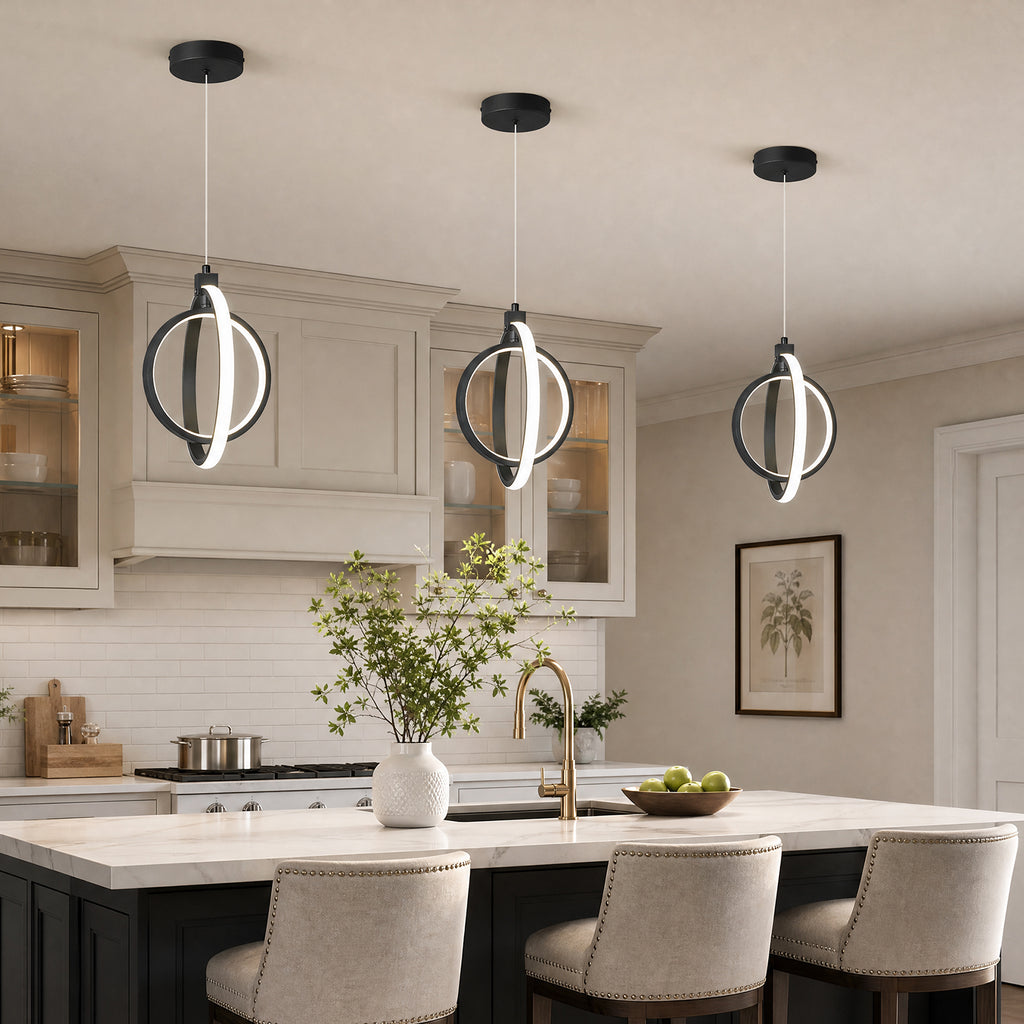 Modern LED Dimmable Height Round Ring Pendant Light