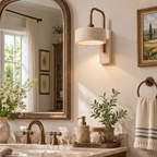 Modern Round Travertine Metal LED Wall Sconce