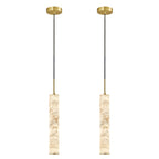 Natural Alabaster Marble Long Tube LED Pendant Light