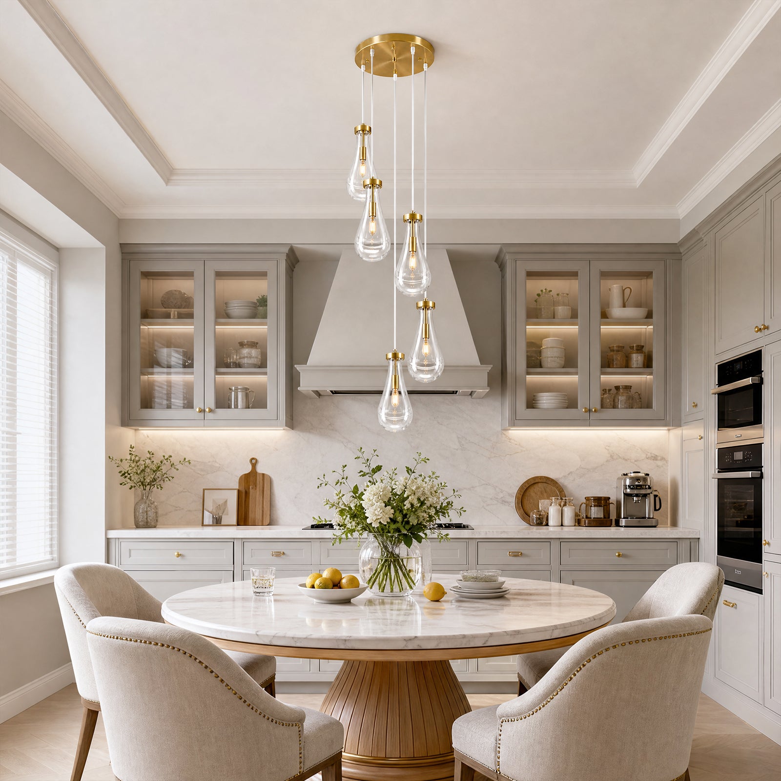Raindrop Clear Solid Glass Adjustable Suspension Cord Pendant Light