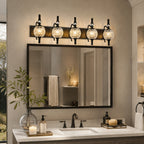Classic Vintage Round Textured Glass Bathroom Vanity Light