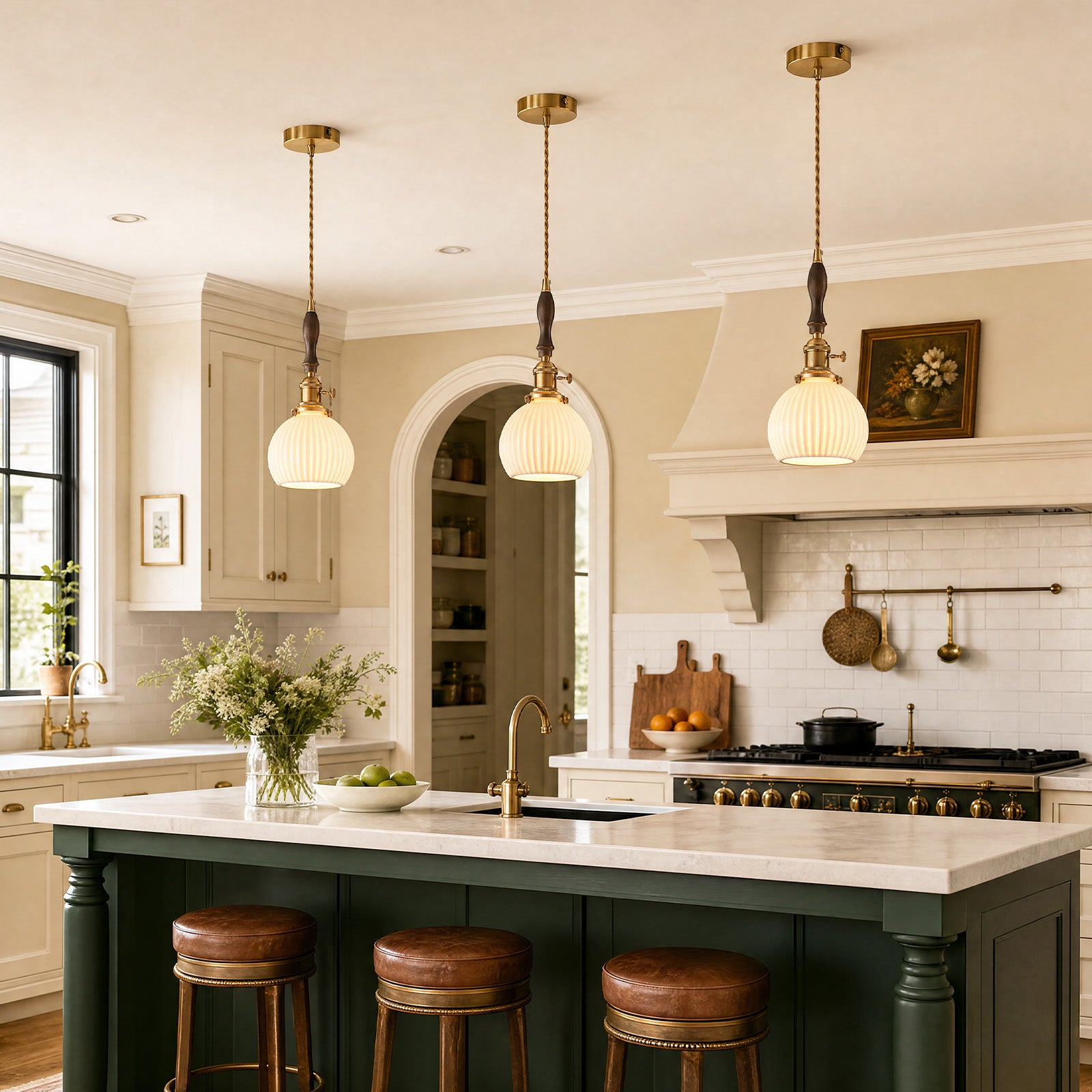 Retro Nordic Striped Ceramic Pendant Light Series