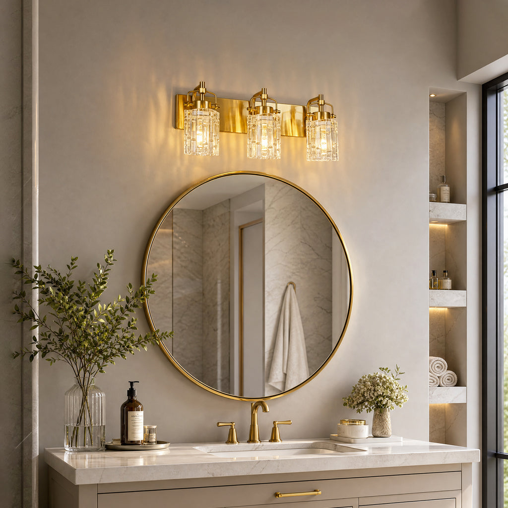 Contemporary Luxury Cylinder Fluted Glass Vanity Light