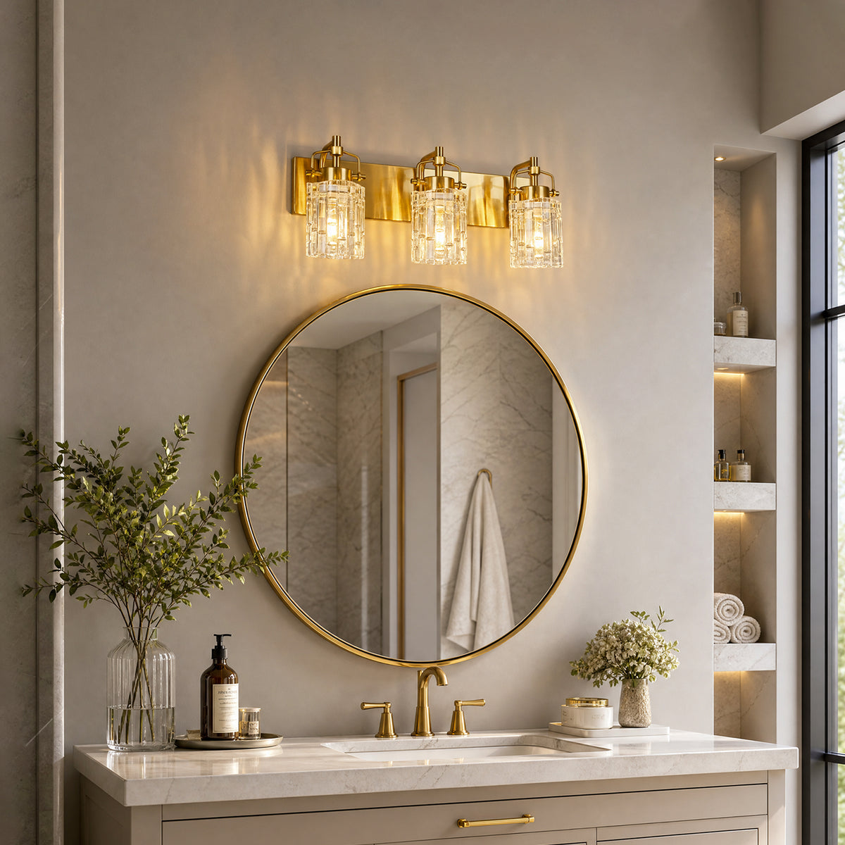 Contemporary Luxury Cylinder Fluted Glass Vanity Light