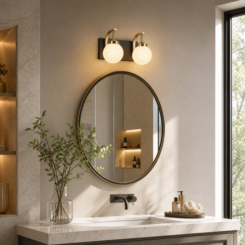 Modern Opal Globe Milky Glass Bathroom Vanity Light