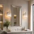 Transitional Luxury Square Prism Fluted Crystal Bathroom Vanity Light