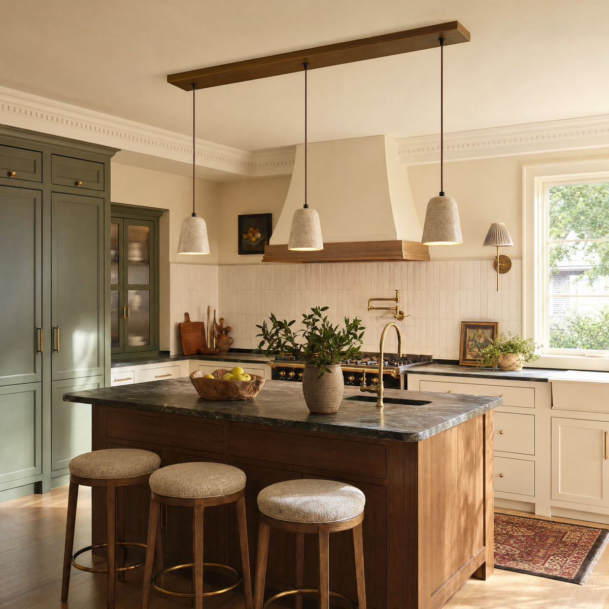 Wabi Sabi Bell-shaped Travertine Pendant Light