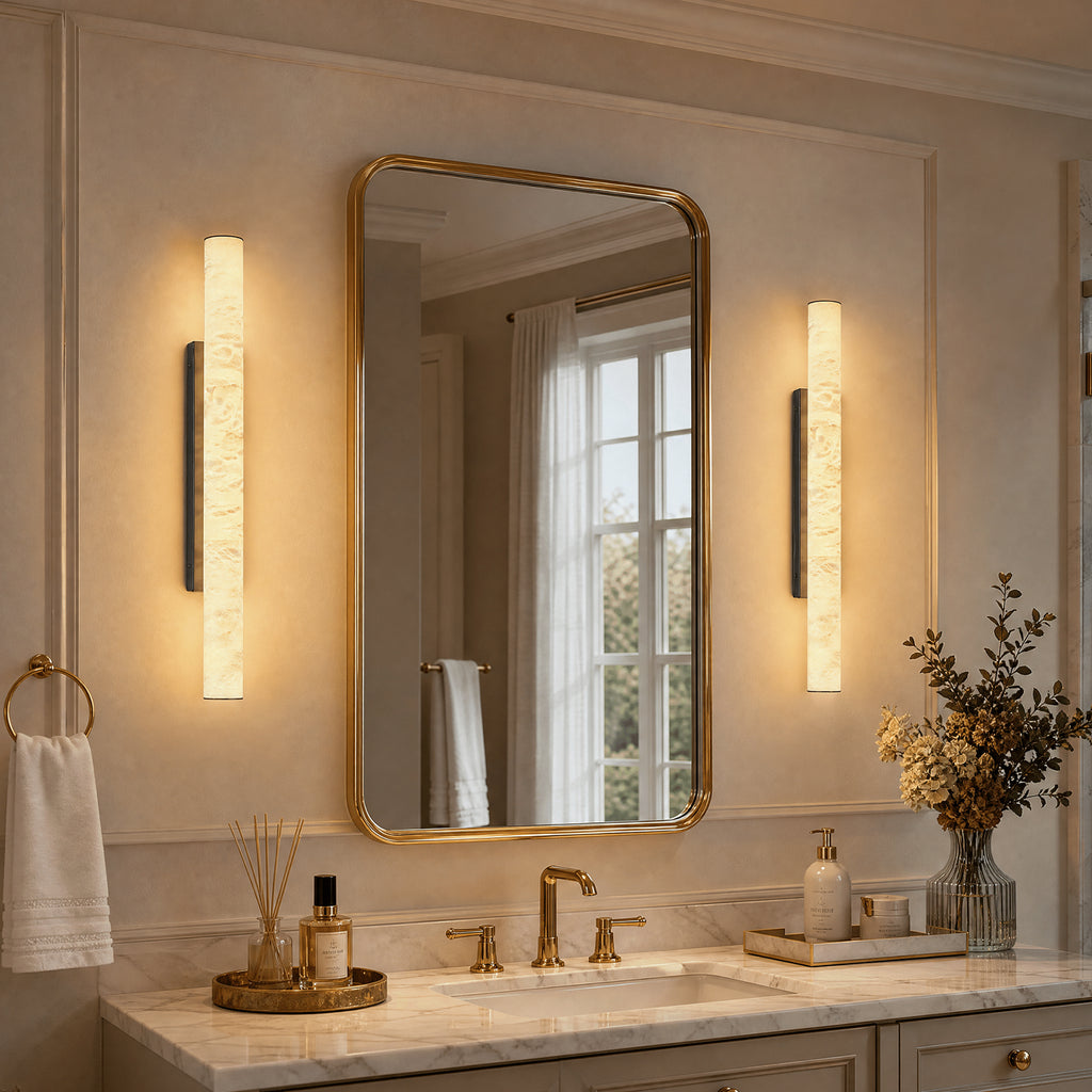 Slim Cylinder Natural Stone Alabaster LED Wall Light for Hallways