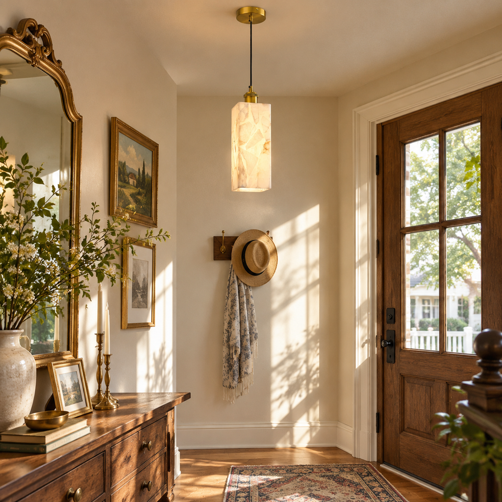 Modern Rectangular Alabaster Pendant Lamps for Kitchen Islands