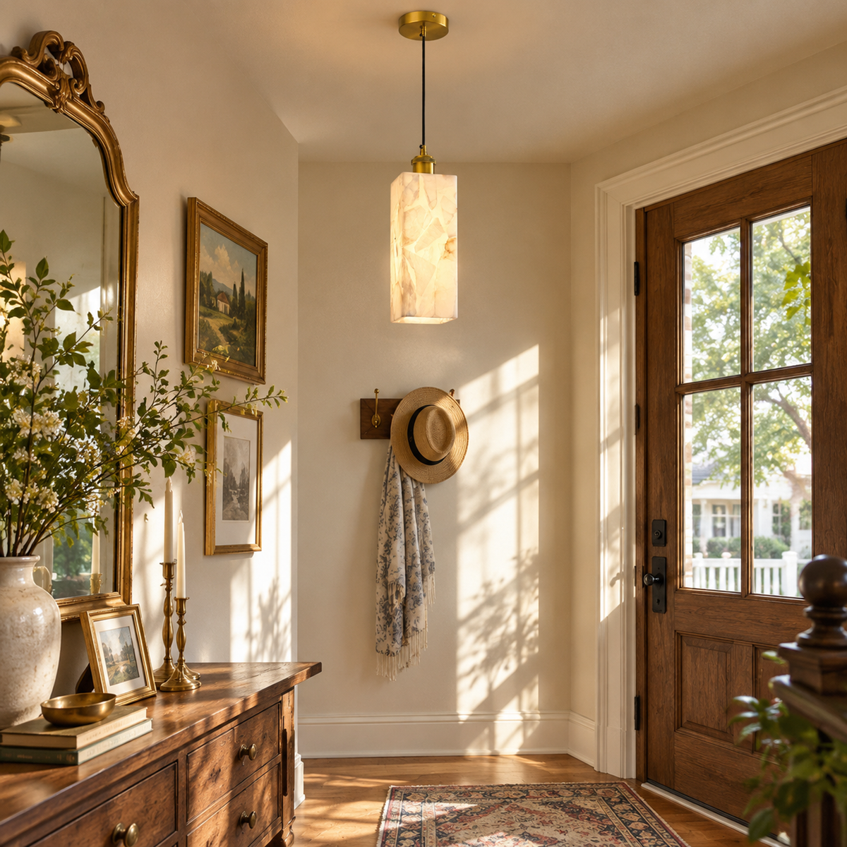 Modern Rectangular Alabaster Pendant Lamps for Kitchen Islands