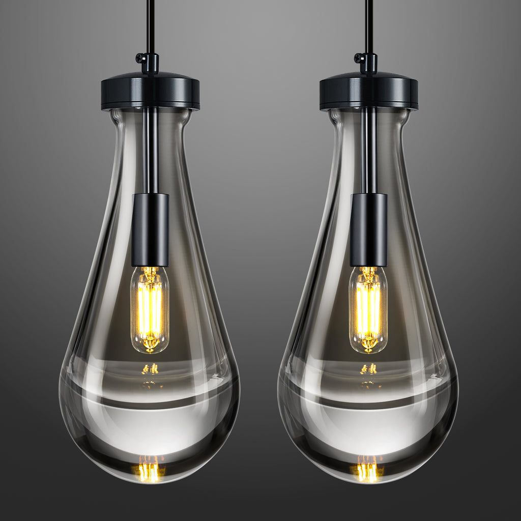 Raindrop Clear Solid Glass Adjustable Suspension Cord Pendant Light