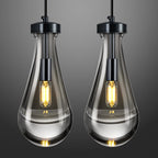 Raindrop Clear Solid Glass Adjustable Suspension Cord Pendant Light