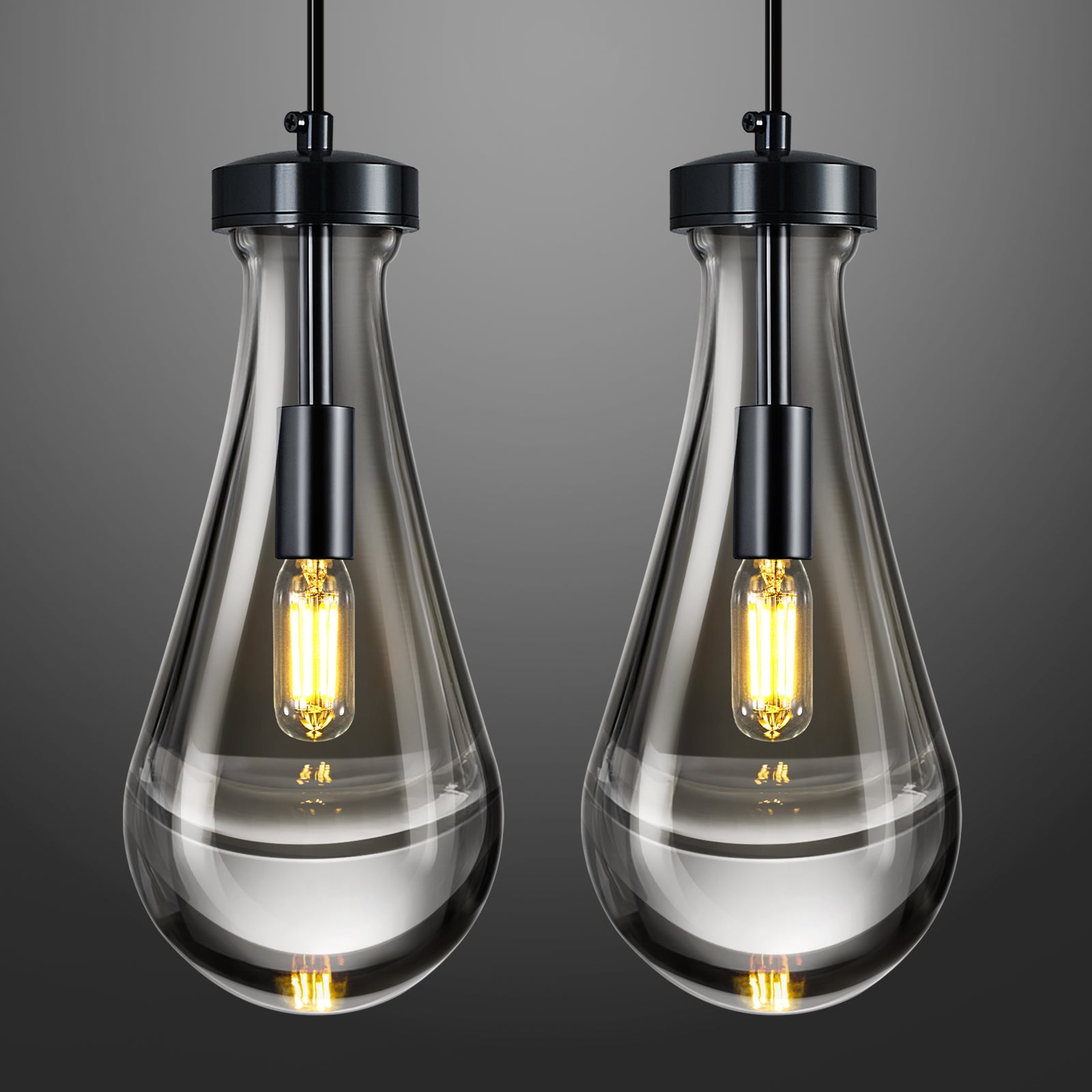 Raindrop Clear Solid Glass Adjustable Suspension Cord Pendant Light