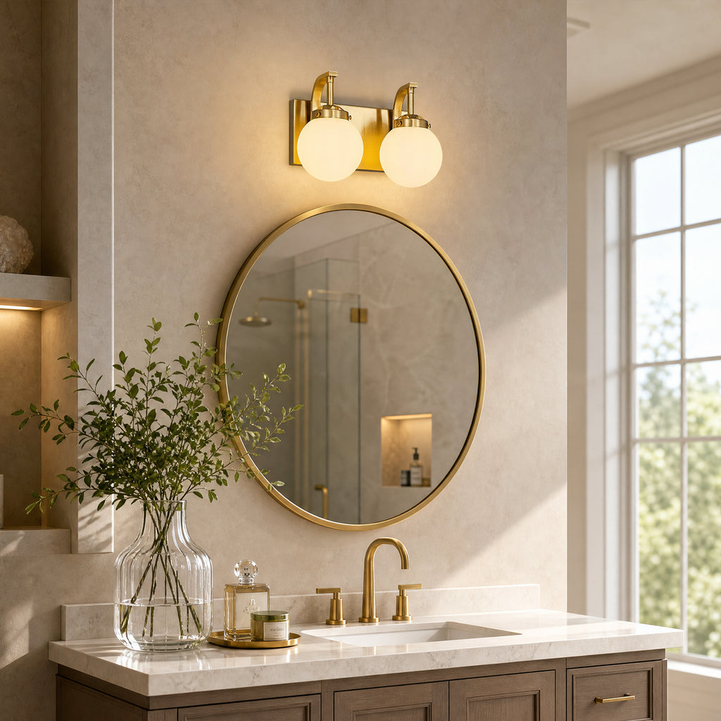 Modern Opal Globe Milky Glass Bathroom Vanity Light