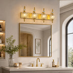 Classic Vintage Round Textured Glass Bathroom Vanity Light