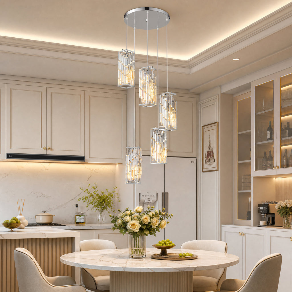 Luxury Frame Rectangular Crystal Linear Pendant Light