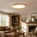 Modern Thin Round Travertine Flush Mount LED Ceiling Light