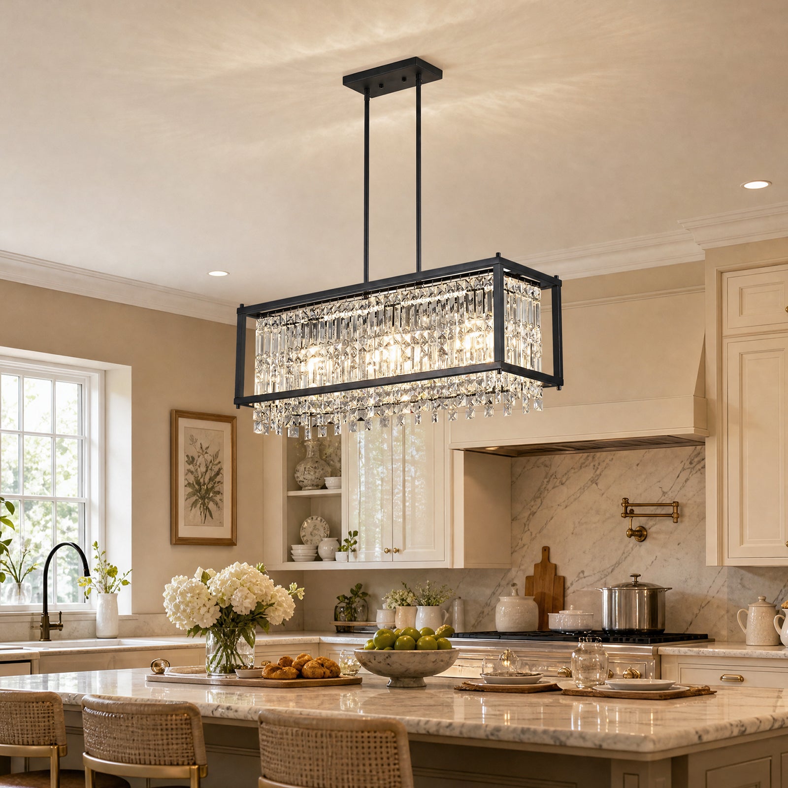 Modern Farmhouse Style Geometric Crystal Chandelier