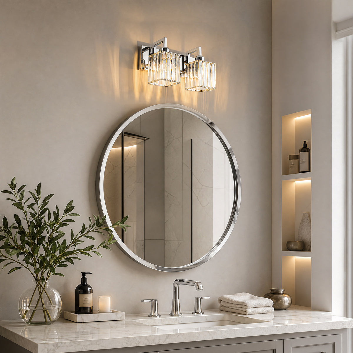 Modern Minimalist Vertical Rectangular Crystal Vanity Light