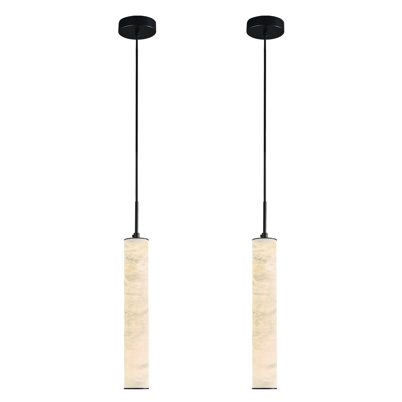 Natural Alabaster Marble Long Tube LED Pendant Light