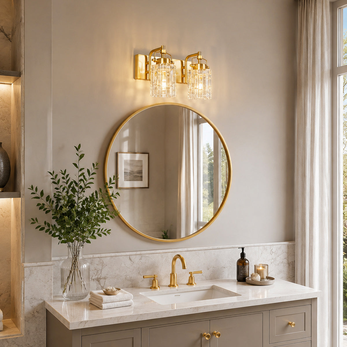 Contemporary Luxury Cylinder Fluted Glass Vanity Light