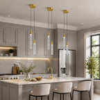 Modern Cylinder Bubble Linear Hanging Crystal LED Pendant Light