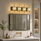Classic Vintage Round Textured Glass Bathroom Vanity Light