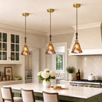 Farmhouse Vintage Textured Glass Hanging Pendant Light