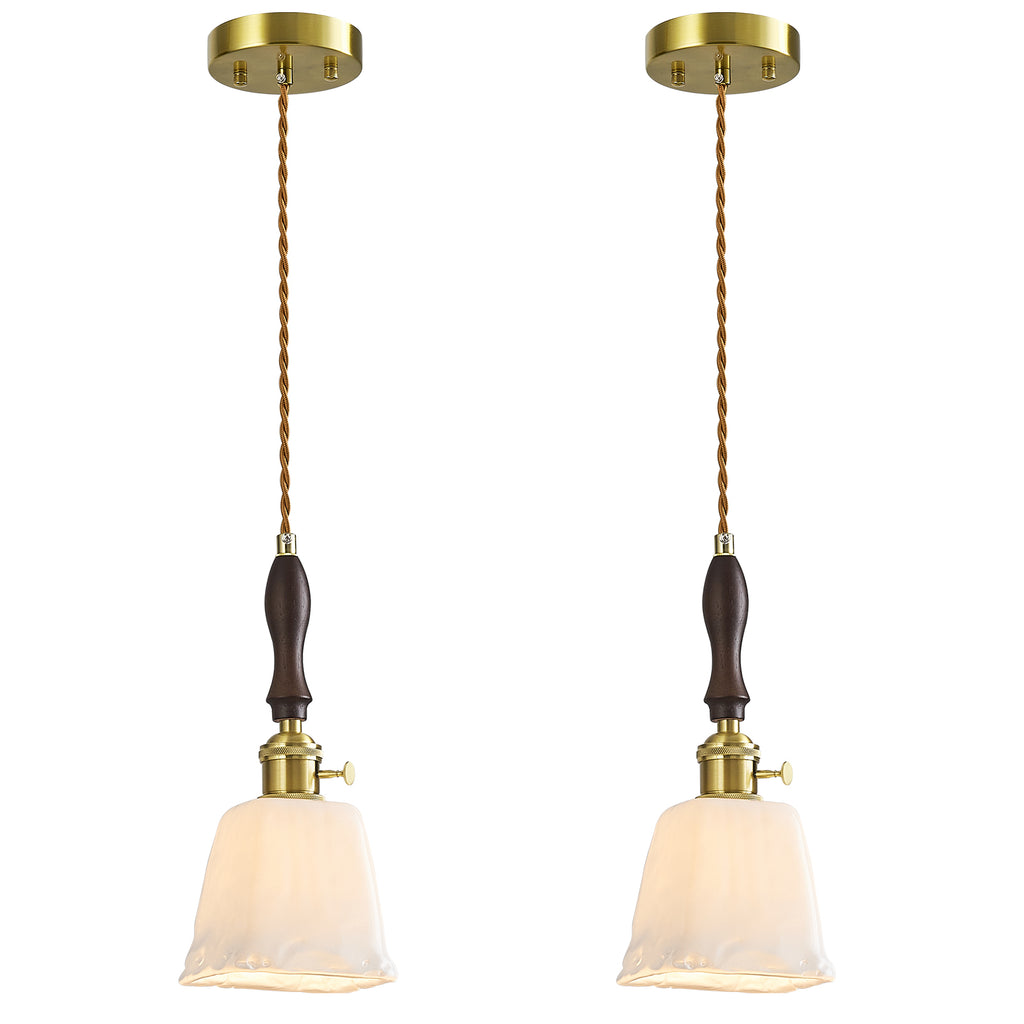 Farmhouse Vintage Textured Glass Hanging Pendant Light